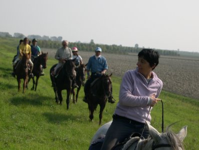 foto di gruppo argine del po cavalli